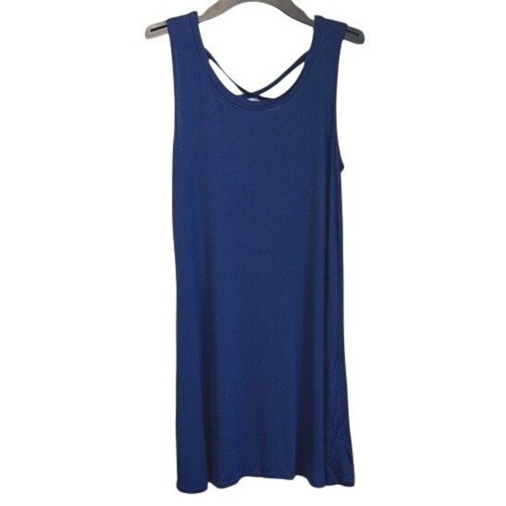 Olivia Rae Tank Dress Women Navy Blue Strappy Back Casual Knit 14014-J Medium